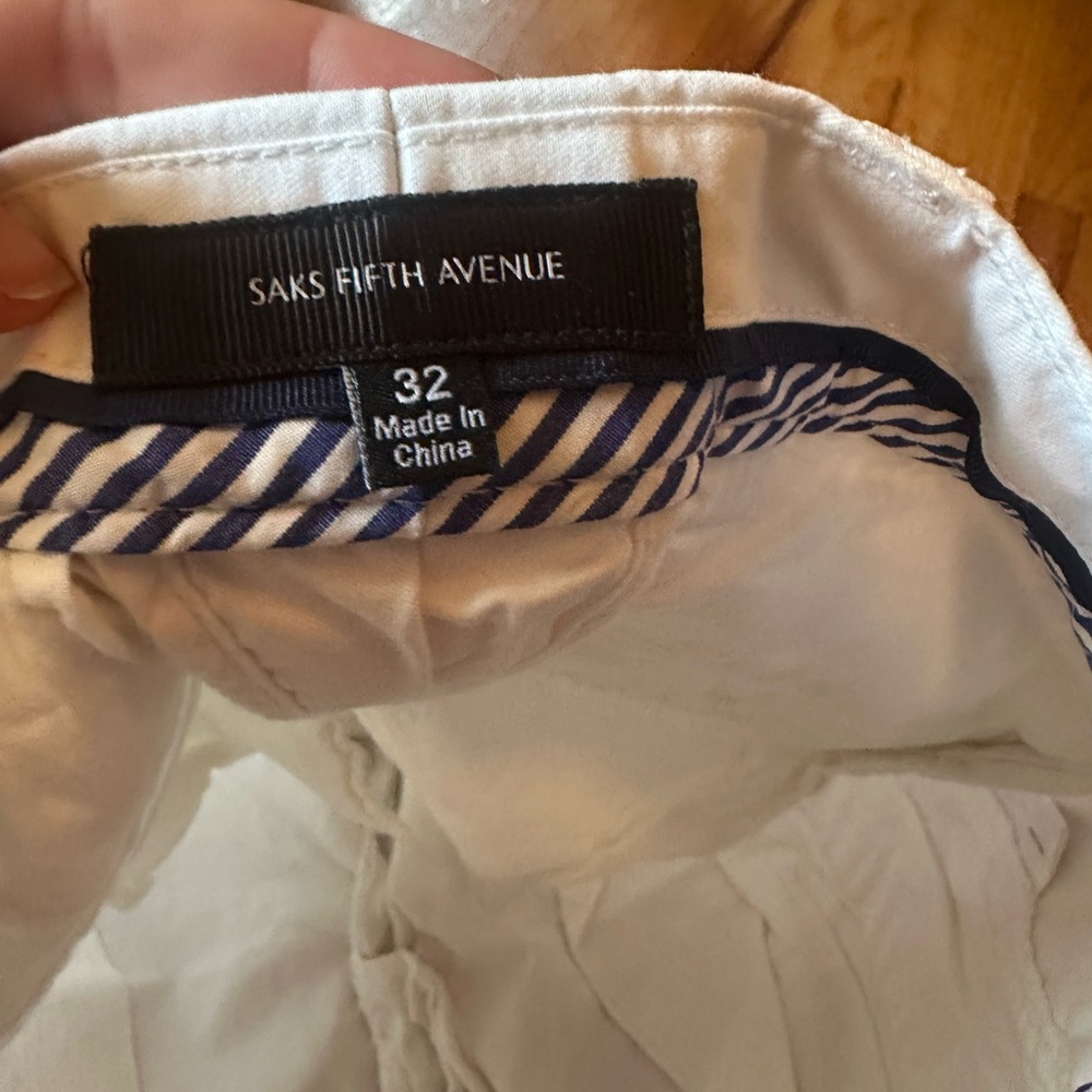 Saks Fifth Avenue White and Navy Striped Shorts